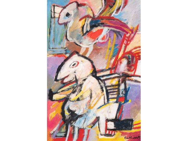 Jan cobbaert (1909-1995), 'speelbeertje', oil on panel 57 x 38.5 cm. (22.44 x 15.16 in.) - afbeelding 1 van  8