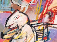 Jan cobbaert (1909-1995), 'speelbeertje', oil on panel 57 x 38.5 cm. (22.44 x 15.16 in.)
