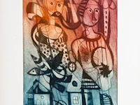 Jan cobbaert (1909-1995), untitled, colour etching, n° 1/4 22 x 16.5 cm. (8.66 x 6 1/2 in.), frame: 42 x 51 cm. (16.53 x 20.07 in.)