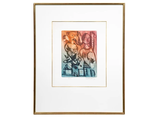 Jan cobbaert (1909-1995), untitled, colour etching, n° 1/4 22 x 16.5 cm. (8.66 x 6 1/2 in.), frame: 42 x 51 cm. (16.53 x 20.07 in.) - afbeelding 2 van  4