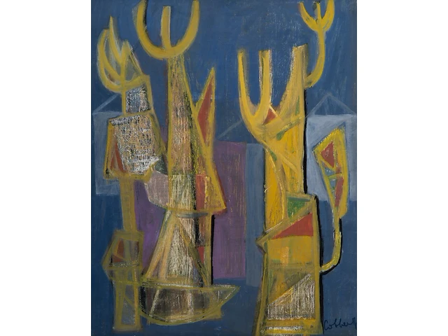 Jan cobbaert (1909-1995), 'wandeling' (1969), oil on canvas (+) 50 x 40 cm. (19.67 x 15 3/4 in.), frame: 52 x 42 cm. (20.46 x 16.53 in.) - afbeelding 1 van  6