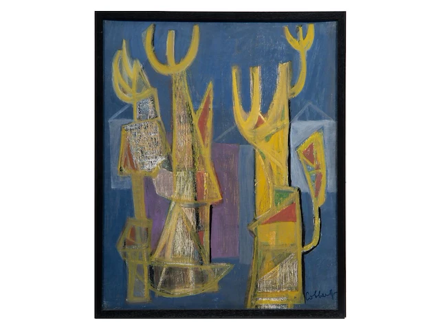 Jan cobbaert (1909-1995), 'wandeling' (1969), oil on canvas (+) 50 x 40 cm. (19.67 x 15 3/4 in.), frame: 52 x 42 cm. (20.46 x 16.53 in.) - afbeelding 2 van  6