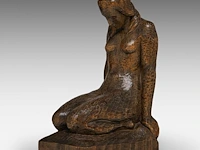 Jan de schutter (1910-1986) ?, a finely carved wooden art deco sculpture of a kneeling woman 25 cm. (9.83 in.) - afbeelding 3 van  8
