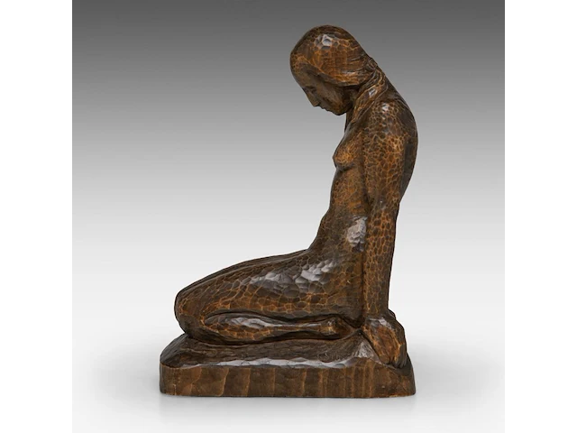 Jan de schutter (1910-1986) ?, a finely carved wooden art deco sculpture of a kneeling woman 25 cm. (9.83 in.) - afbeelding 4 van  8