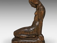 Jan de schutter (1910-1986) ?, a finely carved wooden art deco sculpture of a kneeling woman 25 cm. (9.83 in.) - afbeelding 4 van  8