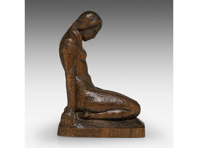 Jan de schutter (1910-1986) ?, a finely carved wooden art deco sculpture of a kneeling woman 25 cm. (9.83 in.) - afbeelding 6 van  8