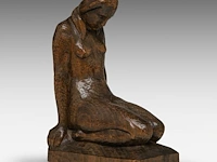 Jan de schutter (1910-1986) ?, a finely carved wooden art deco sculpture of a kneeling woman 25 cm. (9.83 in.) - afbeelding 7 van  8