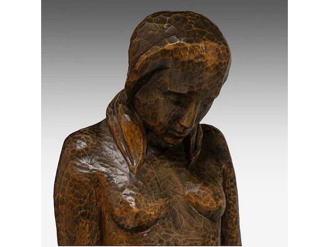Jan de schutter (1910-1986) ?, a finely carved wooden art deco sculpture of a kneeling woman 25 cm. (9.83 in.) - afbeelding 8 van  8