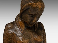 Jan de schutter (1910-1986) ?, a finely carved wooden art deco sculpture of a kneeling woman 25 cm. (9.83 in.) - afbeelding 8 van  8