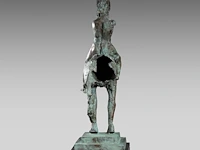 Jan desmarets (1961), horseback rider, green patinated bronze on a belgian bluestone column the bronze: 80 cm. (31 1/2 in.), with stand: 170 cm. (66.93 in.) - afbeelding 6 van  10