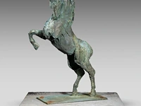 Jan desmarets (1961), prancing horse, green patinated bronze, n° 5/8 76 cm. (29.92 in.)