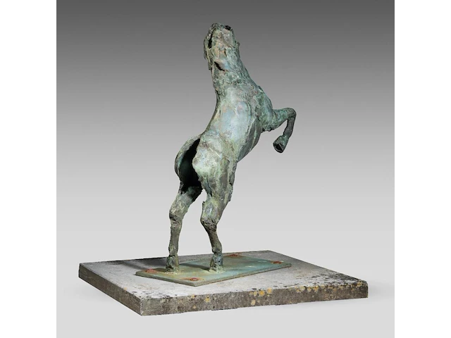 Jan desmarets (1961), prancing horse, green patinated bronze, n° 5/8 76 cm. (29.92 in.) - afbeelding 4 van  7