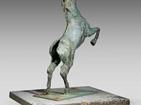 Jan desmarets (1961), prancing horse, green patinated bronze, n° 5/8 76 cm. (29.92 in.) - afbeelding 4 van  7