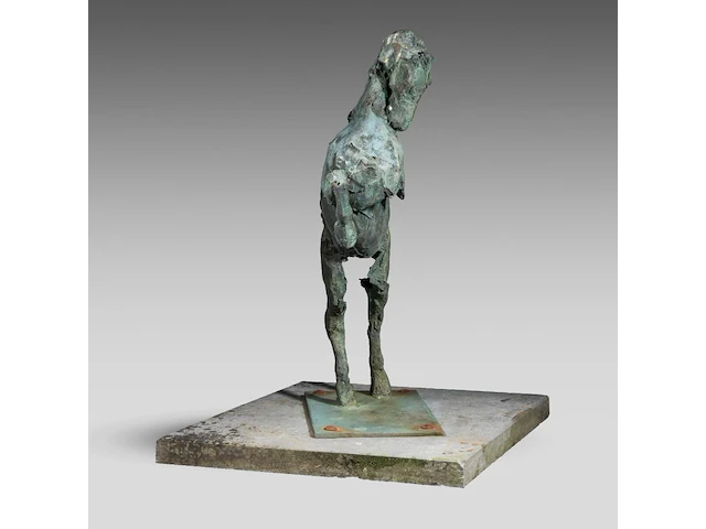 Jan desmarets (1961), prancing horse, green patinated bronze, n° 5/8 76 cm. (29.92 in.) - afbeelding 6 van  7