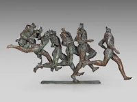 Jan desmarets (1961), runners, patinated bronze, artist proof 46 x 92 cm. (18.10 x 36.21 in.) - afbeelding 5 van  8