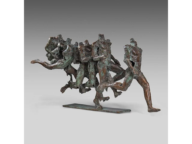 Jan desmarets (1961), runners, patinated bronze, artist proof 46 x 92 cm. (18.10 x 36.21 in.) - afbeelding 6 van  8