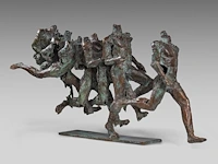 Jan desmarets (1961), runners, patinated bronze, artist proof 46 x 92 cm. (18.10 x 36.21 in.) - afbeelding 6 van  8