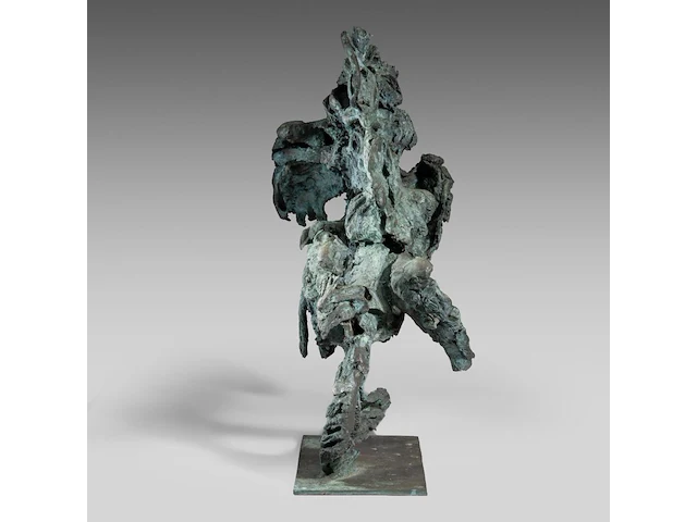 Jan desmarets (1961), two fighting roosters, green patinated bronze 80 cm. (31 1/2 in.) - afbeelding 3 van  8