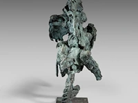 Jan desmarets (1961), two fighting roosters, green patinated bronze 80 cm. (31 1/2 in.) - afbeelding 3 van  8