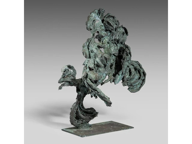 Jan desmarets (1961), two fighting roosters, green patinated bronze 80 cm. (31 1/2 in.) - afbeelding 4 van  8
