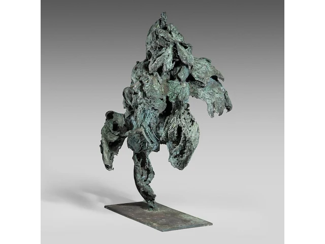 Jan desmarets (1961), two fighting roosters, green patinated bronze 80 cm. (31 1/2 in.) - afbeelding 6 van  8