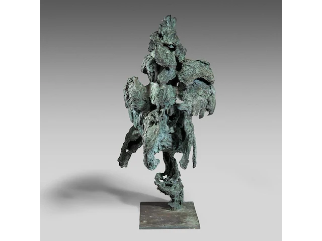 Jan desmarets (1961), two fighting roosters, green patinated bronze 80 cm. (31 1/2 in.) - afbeelding 7 van  8