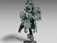 Jan desmarets (1961), two fighting roosters, green patinated bronze 80 cm. (31 1/2 in.) - afbeelding 7 van  8