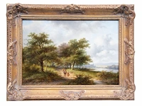 Jan evert ii morel (1835-1905), travellers on a country road, oil on mahogany 20 x 29 cm. (7.87 x 11.41 in.), frame: 29 x 37 cm. (11.41 x 14.57 in.) - afbeelding 2 van  5
