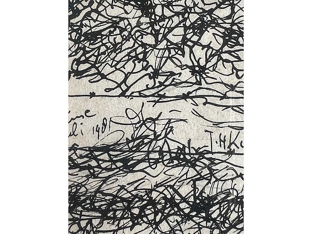 Jan hendrik koning - tree faces - originele tekening - afbeelding 1 van  1