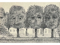 Jan hendrik koning - tree faces - originele tekening - afbeelding 1 van  10