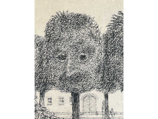 Jan hendrik koning - tree faces - originele tekening - afbeelding 3 van  10