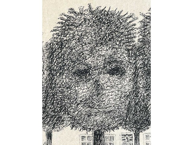 Jan hendrik koning - tree faces - originele tekening - afbeelding 5 van  10