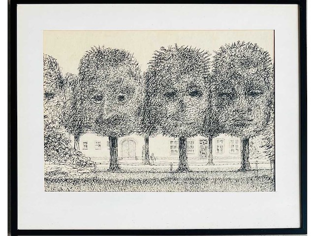 Jan hendrik koning - tree faces - originele tekening - afbeelding 6 van  10