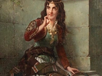Jan portielje (1829-1908), gipsy girl, oil on canvas 67 x 51.5 cm. (26.37 x 20.28 in.), frame: 98 x 82 cm. (38.57 x 32.28 in.)