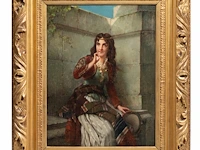Jan portielje (1829-1908), gipsy girl, oil on canvas 67 x 51.5 cm. (26.37 x 20.28 in.), frame: 98 x 82 cm. (38.57 x 32.28 in.) - afbeelding 2 van  6