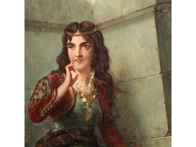 Jan portielje (1829-1908), gipsy girl, oil on canvas 67 x 51.5 cm. (26.37 x 20.28 in.), frame: 98 x 82 cm. (38.57 x 32.28 in.) - afbeelding 5 van  6