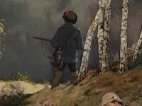 Jan van beers (1852-1927), hunters under stormy weather, 1879, oil on mahogany 60 x 39 cm. (23.62 x 15.34 in.), frame: 85 x 65 cm. (33.46 x 25.58 in.) - afbeelding 4 van  6