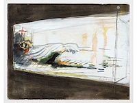 Jan van imschoot - aquarel en potlood op papier - ingelijst - afbeelding 1 van  1