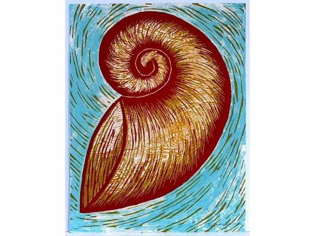 Janeke wienk - kleurenhoutsnede - 50x65cm - 1990 - afbeelding 2 van  6