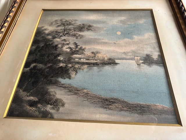 Japanese yuzen birodo velvet painting - afbeelding 25 van  27