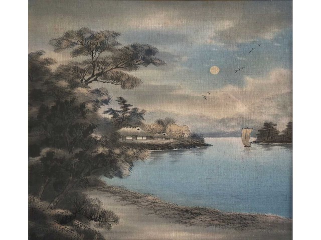 Japanese yuzen birodo velvet painting - afbeelding 8 van  27