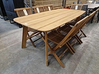 Jardino teak tuintafel amber 200 x 100cm - brede latten met tapse poot - afbeelding 1 van  4