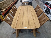 Jardino teak tuintafel amber 200 x 100cm - brede latten met tapse poot - afbeelding 3 van  4