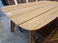 Jardino teak tuintafel amber 200 x 100cm - brede latten met tapse poot - afbeelding 4 van  4