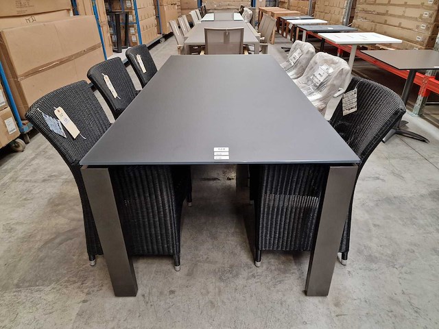 Jati-kebon - alu tuintafel arolla steengrijs 220 x 100cm + antraciet glas - afbeelding 2 van  4
