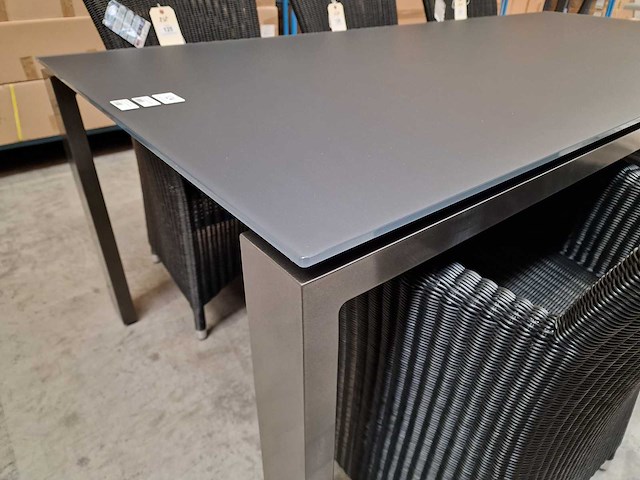 Jati-kebon - alu tuintafel arolla steengrijs 220 x 100cm + antraciet glas - afbeelding 4 van  4