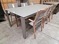 Jati-kebon - alu tuintafel arolla steengrijs 220 x 100cm + lichtgrijs glas