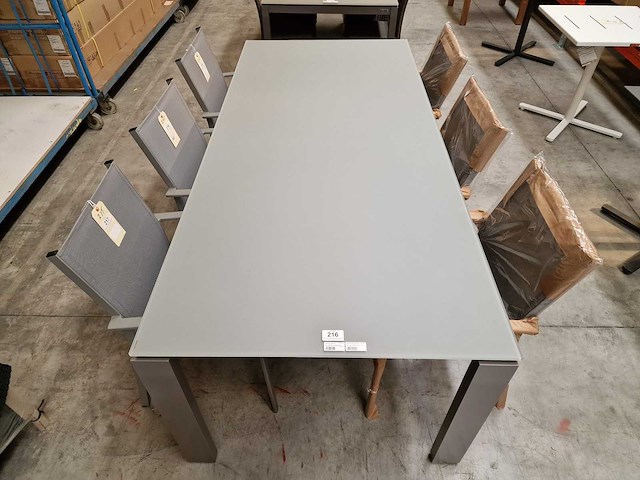Jati-kebon - alu tuintafel arolla steengrijs 220 x 100cm + lichtgrijs glas - afbeelding 3 van  4