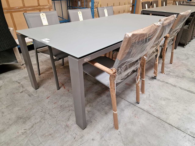 Jati-kebon - alu tuintafel arolla steengrijs 220 x 100cm + lichtgrijs glas - afbeelding 1 van  4