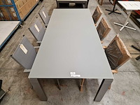 Jati-kebon - alu tuintafel arolla steengrijs 220 x 100cm + lichtgrijs glas - afbeelding 3 van  4